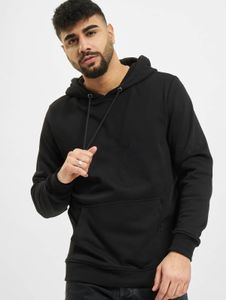 Sudadera cómoda Urban Classics para hombre con cordón ajustable, tejido de punto acanalado, algodón de 300 g/m², color negro.