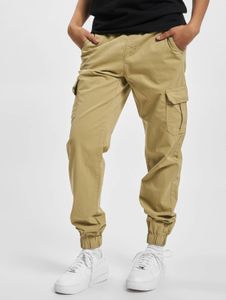 Vaqueros modernos de mujer URBAN CLASSICS con bolsillos elásticos, 260 g/m², algodón, beige.