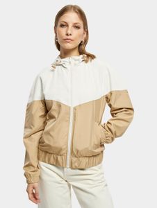 Functional Urban Classics women's jacket, large hood, pockets, 68 g/m², white/beige