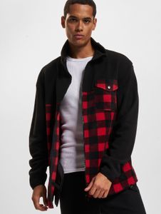 Giacca da uomo Urban Classics funzionale con cerniera, 260 g/m², nero/rosso