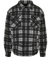 Stylish Urban Classics Men's Plaid Shirt Jacket with Zipper and Chest Pockets – Black/White