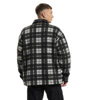 Stylish Urban Classics Men's Plaid Shirt Jacket with Zipper and Chest Pockets – Black/White