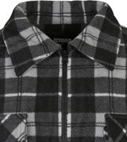 Stylish Urban Classics Men's Plaid Shirt Jacket with Zipper and Chest Pockets – Black/White