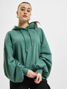 Comoda felpa con cappuccio da donna Urban Classics con coulisse, lavorazione a coste, 305 g/m², cotone, verde