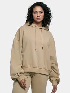 Felpa con cappuccio da donna Urban Classics, morbida, con coulisse, a coste, 305 g/m², in cotone, beige