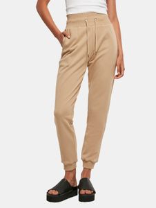 Casual URBAN CLASSICS women's trousers with drawstring and pockets, 300 g/m², beige