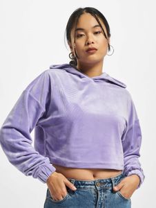 Comfortable Urban Classics women's hoodie with stretch ribbed cuffs and hood, purple