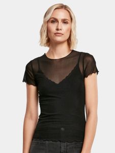 bequemes Urban Classics Damen T-Shirt Stretch Mesh 117 g/m² Schwarz