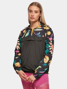 Modern Urban Classics women's jacket, large hood, drawstring, 68 g/m², black/multicolored