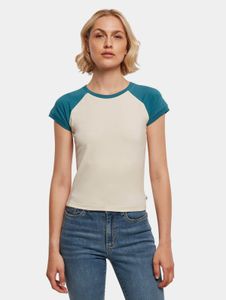 sporty Urban Classics women's stretch T-shirt 180 g/m² with cotton, cream-white/petrol-blue