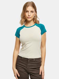 bequemes Urban Classics Damen T-Shirt Stretch 180 g/m² mit Baumwolle Beige/Türkis