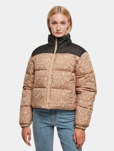 Stylish Urban Classics women's jacket with zippers, pockets, 78 g/m², beige/black