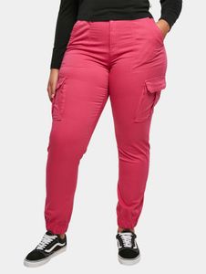 Jean stretch confortable Urban Classics pour femme, en coton rose, avec poches zippées