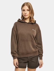 Felpa con cappuccio da donna Modern Urban Classics, in maglia a coste con polsini a coste, 300 g/m², cotone, marrone.