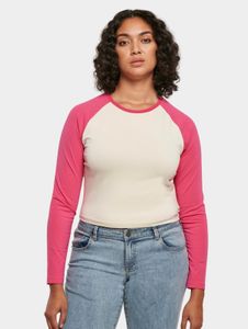 Soft Urban Classics women's sweatshirt with stretch pockets, oversized, made of cotton, white/pink