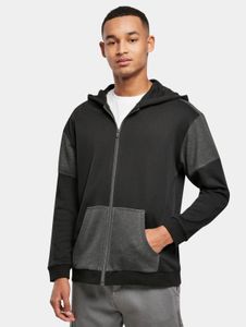 Modern Urban Classics Men's Hoodie with Zip and Hood, 300 g/m² Cotton, Grey/Black
