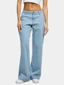 Jean femme Casual Urban Classics, coupe droite, stretch, poches, coton, bleu