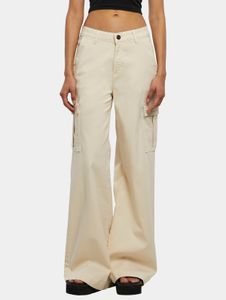 Jean stretch confortable Urban Classics pour femme, en coton écru et blanc, avec poches zippées