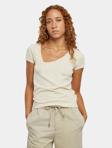 sporty Urban Classics women's T-shirt, stretch slim fit, 180 g/m², cotton, ecru-white