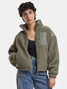 Stylish Urban Classics women's fleece jacket, 330 g/m², green