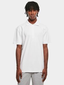 Polo cómodo para hombre de Urban Classics, con cremallera, corte oversize, 220 g/m², algodón, blanco.