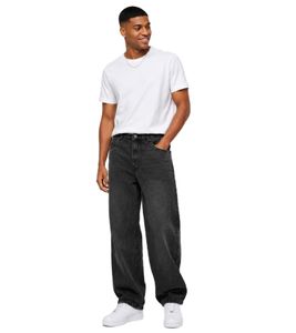 Casual URBAN CLASSICS Men's Loose-Fit Wide-Leg Baggy Denim Jeans – Black/Grey