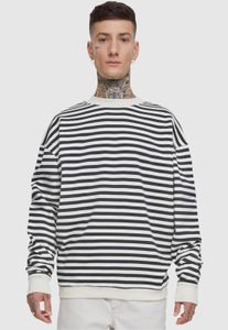 weiches Urban Classics Herren Sweatshirt Rippbündchen 300 g/m² mit Baumwolle Schwarz/Weiß