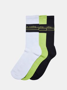 Comfortable Urban Classics unisex stretch socks with cotton, black/white/lime green