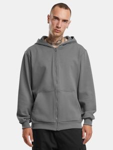 Comoda felpa con cappuccio da uomo Urban Classics, elasticizzata, con chiusura a zip, polsini a coste in cotone, grigia
