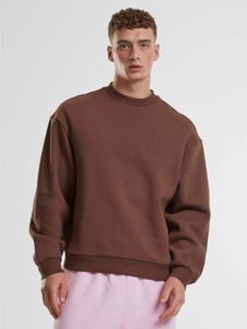 Soft Urban Classics men's sweatshirt with ribbed cuffs, 330 g/m², cotton, brown