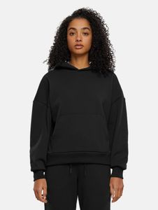 Sweat à capuche Soft Urban Classics pour femme, en coton noir, avec poignets et capuche côtelés extensibles.
