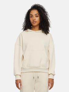 Sweat à capuche pour femme Modern Urban Classics, en coton écru et blanc, avec poignets et capuche côtelés extensibles.