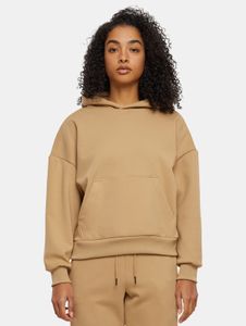 Comfortable Urban Classics women's hoodie with stretch ribbed cuffs and hood, cotton, beige