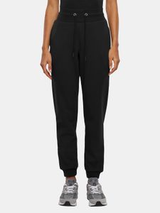 Versatile URBAN CLASSICS women's trousers with stretch, drawstring, and pockets, made of cotton, black