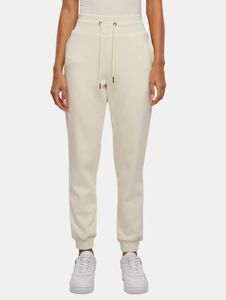 Casual Urban Classics women's trousers with stretch, drawstring, and pockets, made of cotton, ecru-white