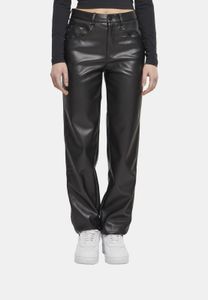 Vaqueros casuales Urban Classics para mujer, corte recto, bolsillos con cremallera, color negro.