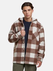 Stylish Urban Classics men's jacket with zipper and hood, brown