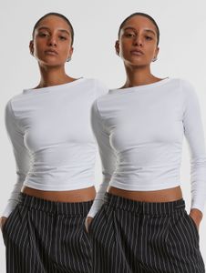 Comfortable Urban Classics women's slim fit sweatshirt with cotton, white