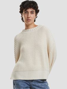 Comoda felpa da donna Urban Classics con polsini a coste, vestibilità oversize, colore ecru-bianco.