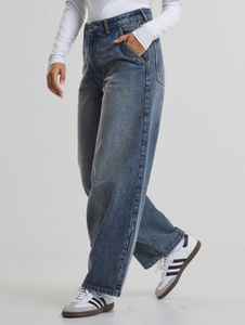 Pantalones vaqueros cómodos para mujer de URBAN CLASSICS con bolsillos con cremallera, de algodón, color azul.