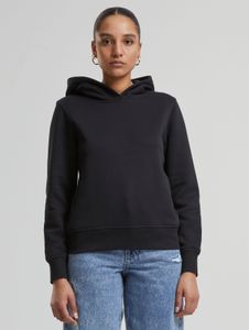 Comoda felpa con cappuccio da donna Urban Classics con polsini e cappuccio a coste, 300 g/m² di cotone, nera.