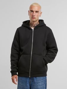 Comfortable URBAN CLASSICS men's hoodie with zipper, ribbed cuffs, cotton, black