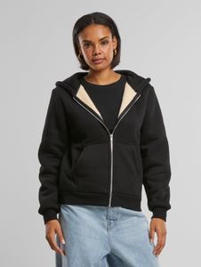 Casual Urban Classics women's hoodie with zip and ribbed cuffs, cotton, black