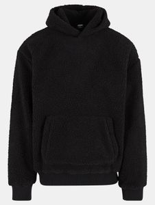 moderner URBAN CLASSICS Herren Hoodie Rippbündchen Kapuze Schwarz