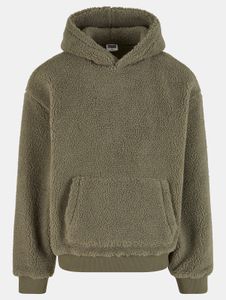 lässiger URBAN CLASSICS Herren Hoodie Rippbündchen Kapuze Grün