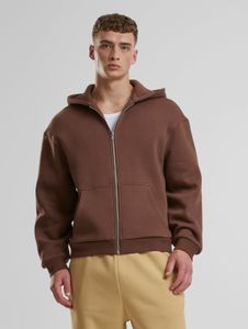 Felpa con cappuccio da uomo Urban Classics, morbida, con coulisse e cerniera, 330 g/m², cotone, marrone.