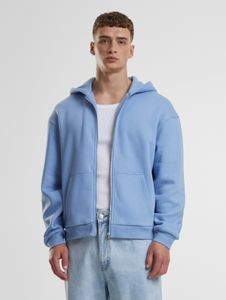 Modern URBAN CLASSICS men's hoodie with drawstring and zipper, 330 g/m² cotton, blue