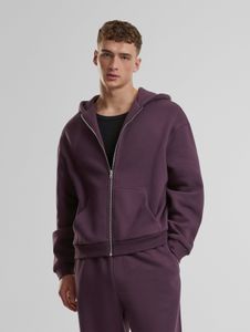 Sweat à capuche homme Casual Urban Classics avec cordon de serrage et fermeture éclair, coton 330 g/m², violet
