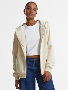 Sweat à capuche Soft Urban Classics pour femme, fermeture éclair, poignets côtelés, coton 330 g/m², écru-blanc