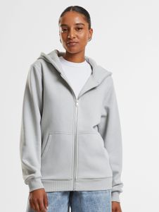 Felpa con cappuccio da donna Modern Urban Classics con cerniera, polsini a coste, cotone 330 g/m², grigia